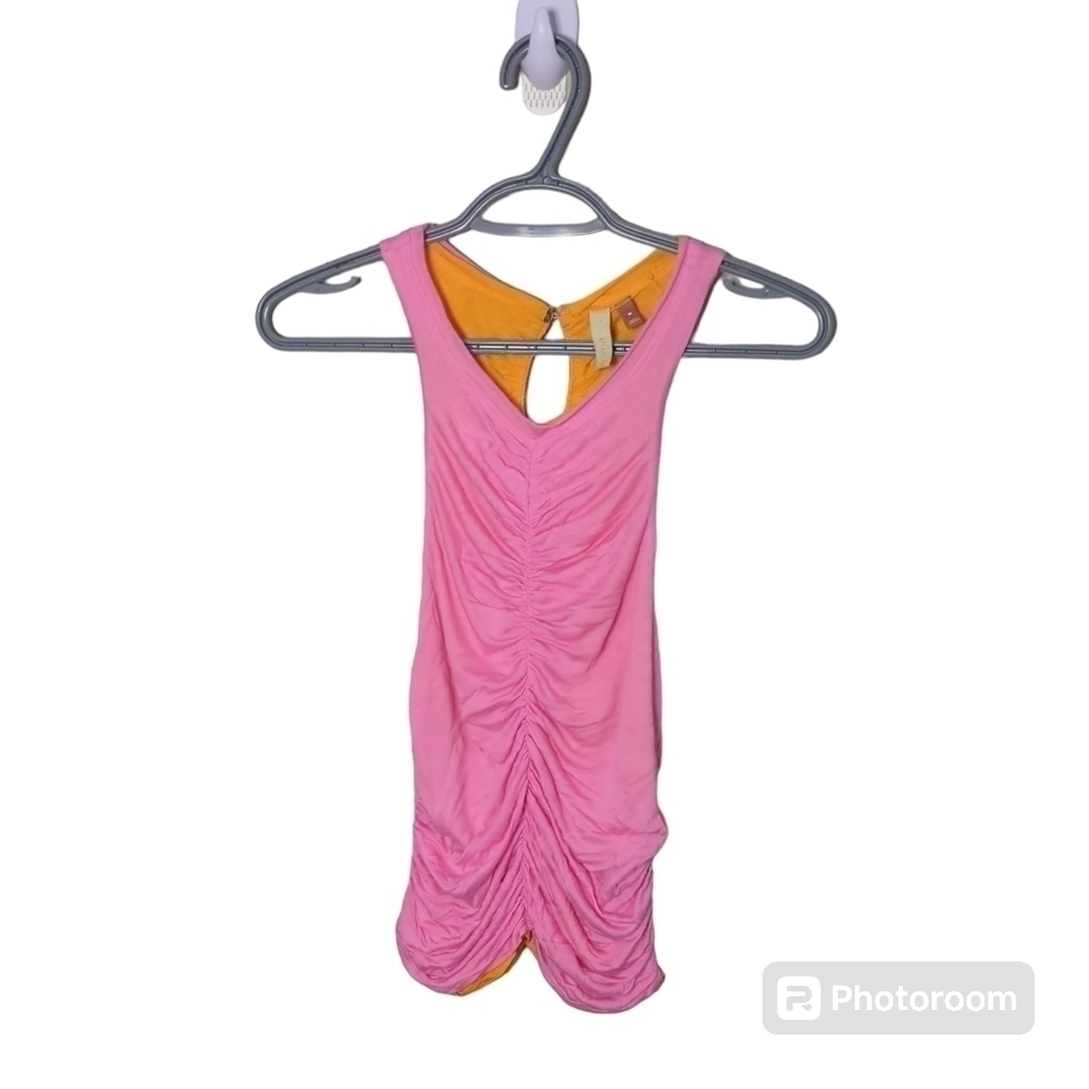 Anthropologie Pilcro Ruched Pink Orange Reversible Tank Size Medium NWOT